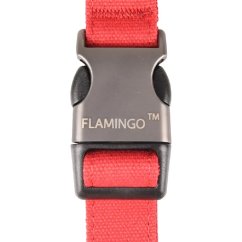 Obojek Flamingo Oxana Red - robustní nastavitelný obojek pro psy, nylon, dvoubodová spona, červený - XS