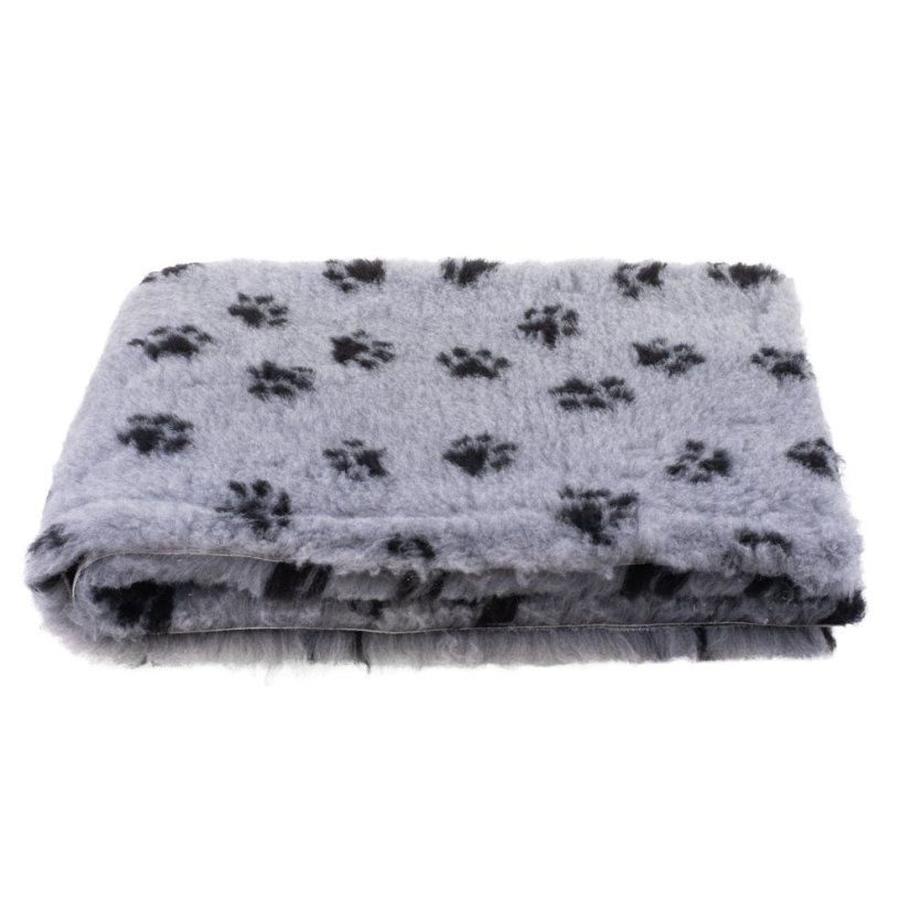Blovi DryBed VetBed B -protiskluzový pelíšek šedý s černou tlapkou   - Velikost: 75x50cm - Velikost: 200x150cm