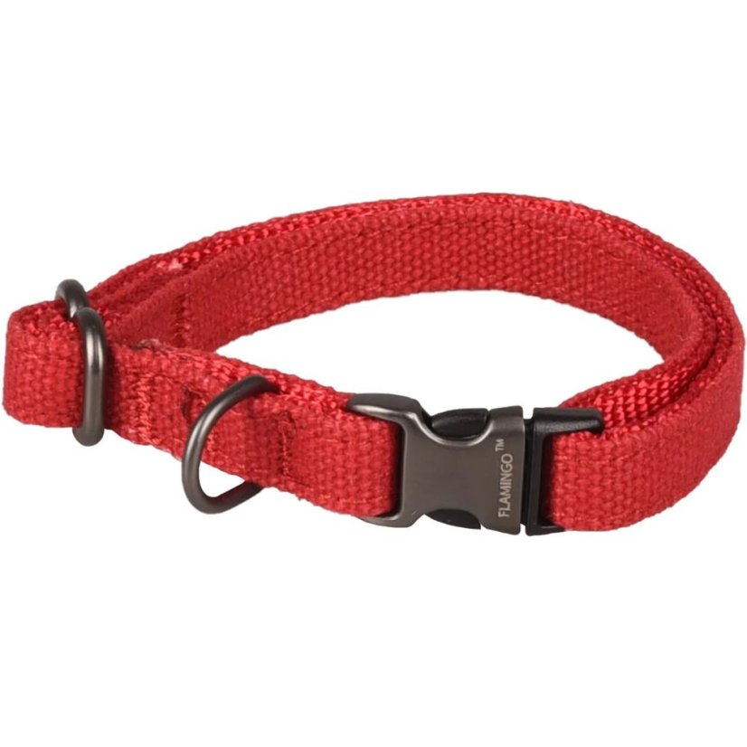 Obojek Flamingo Oxana Red - robustní nastavitelný obojek pro psy, nylon, dvoubodová spona, červený - XS - Velikost: S