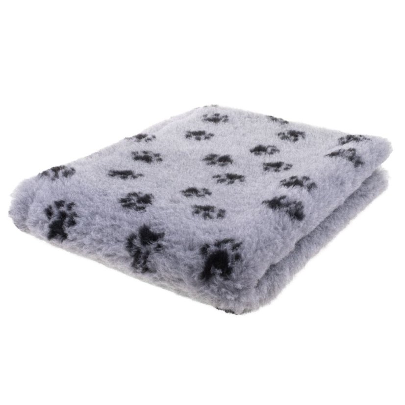 Blovi DryBed VetBed B -protiskluzový pelíšek šedý s černou tlapkou   - Velikost: 75x50cm - Velikost: 200x150cm