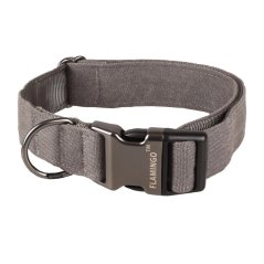 Obojek Flamingo Oxana Grey - robustní nastavitelný obojek pro psy, nylon, dvoubodová spona, šedý - XS