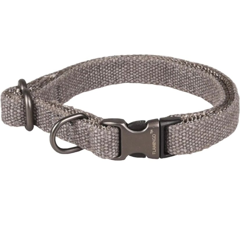 Obojek Flamingo Oxana Grey - robustní nastavitelný obojek pro psy, nylon, dvoubodová spona, šedý - XS - Velikost: S