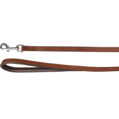 Vodítko Flamingo Arizona Brown - kožené vodítko pro psy, pravá kůže, rukojeť s podšívkou, hnědé,