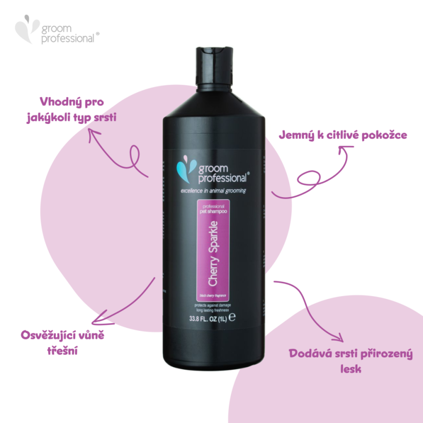 Groom Professional Cherry Sparkle  - třešňový šampon - Objem: 1l