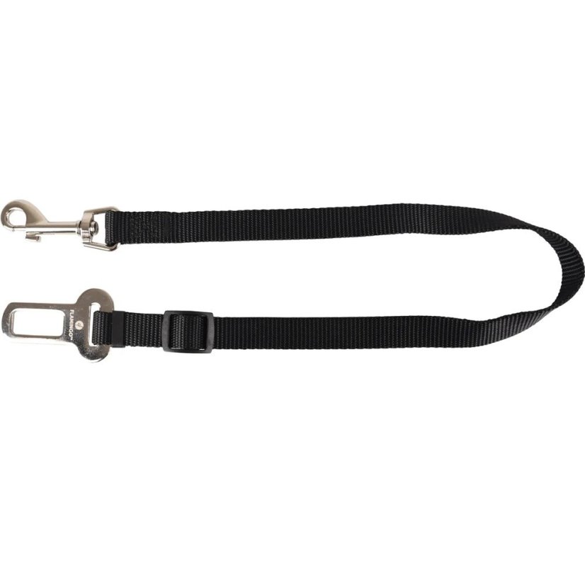 Flamingo Car Safety Belt Kura Black Nylon - vodítko do auta pro psy, nylon, černé - M - Velikost: M