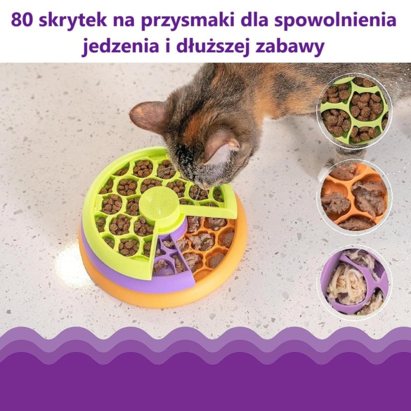 Nina Ottosson Cat Lickin' Layers Kitty Level 2 interaktivní hračka pro kočky, rotující vrstvy pamlsků, úroveň 2