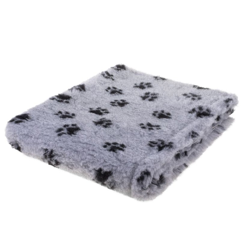 Blovi DryBed VetBed B -protiskluzový pelíšek šedý s černou tlapkou   - Velikost: 75x50cm - Velikost: 75x50cm