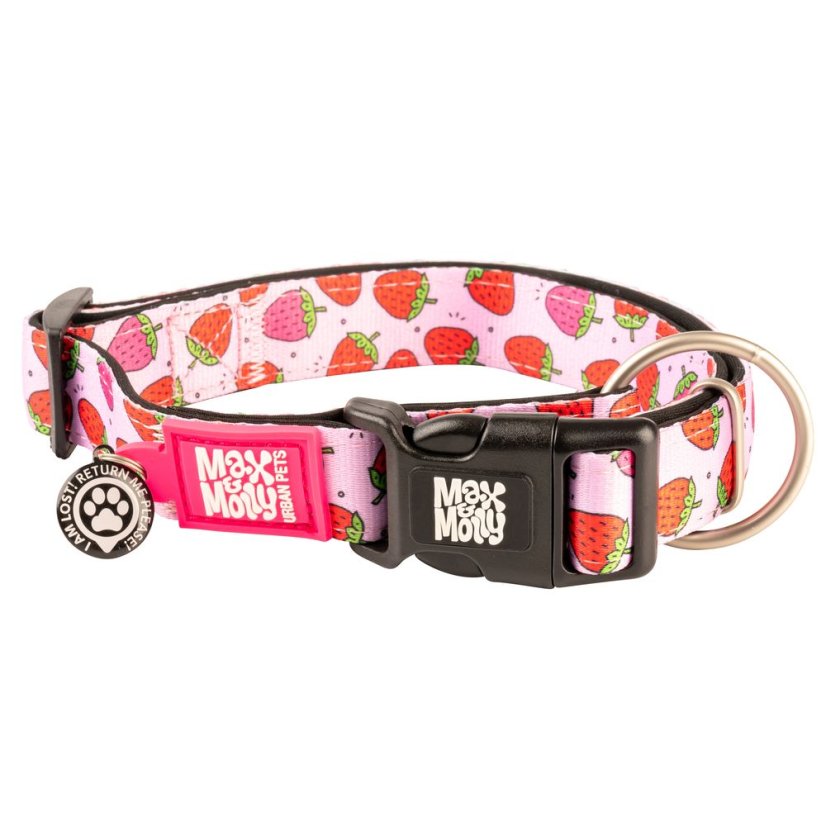 Max&Molly GOTCHA! Smart ID Strawberry Dream Collar - chytrý obojek pro psa - XS - Velikost: M