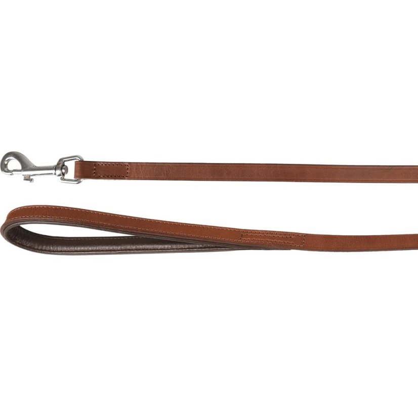 Vodítko Flamingo Arizona Brown - kožené vodítko pro psy, pravá kůže, rukojeť s podšívkou, hnědé,