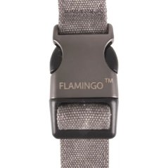 Obojek Flamingo Oxana Grey - robustní nastavitelný obojek pro psy, nylon, dvoubodová spona, šedý - XS