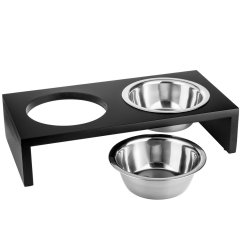 Flamingo Kobushi Black - misky na stojanu pro psy a kočky - S