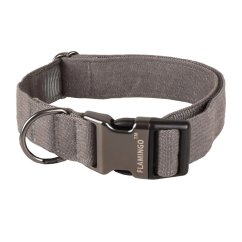 Obojek Flamingo Oxana Grey - robustní nastavitelný obojek pro psy, nylon, dvoubodová spona, šedý - XS