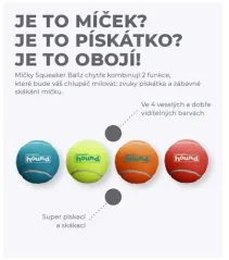 Outward Hound- sada 4 pískacích tenisových míčků pro středně velké psy