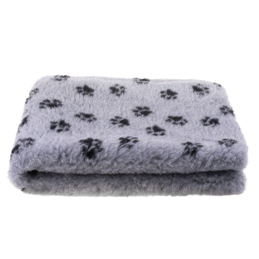 Blovi DryBed VetBed B -protiskluzový pelíšek šedý s černou tlapkou   - Velikost: 75x50cm - Velikost: 200x150cm
