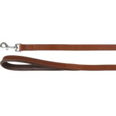 Vodítko Flamingo Arizona Brown - kožené vodítko pro psy, pravá kůže, rukojeť s podšívkou, hnědé,