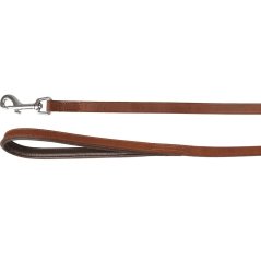 Vodítko Flamingo Arizona Brown - kožené vodítko pro psy, pravá kůže, rukojeť s podšívkou, hnědé,
