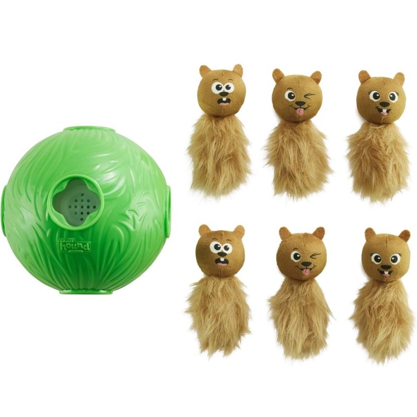 Nina Ottosson Dog Snuffle N' Treat Ball Level 2 - čichový míček pro psy, se 6 veverkami, úroveň 2, zelený