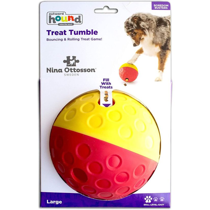 Nina Ottosson Treat Tumble Level 1 (14,6 cm) - logická hračka pro psy, míček na pamlsky, úroveň 1