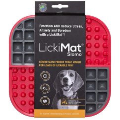 LickiMat Slomo - lizací podložka, tvrdá - červená
