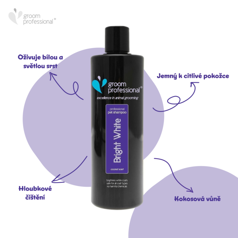 Groom Professional Bright White  - šampon pro bílou a světlou srst - Objem: 450ml