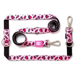 Max&Molly Multi-Leash Leopard Pink - Vyměnitelné vodítko pro psy, růžový strakatý vzor, 200 cm - XS