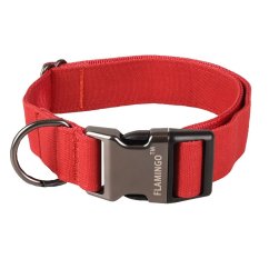 Obojek Flamingo Oxana Red - robustní nastavitelný obojek pro psy, nylon, dvoubodová spona, červený - XS