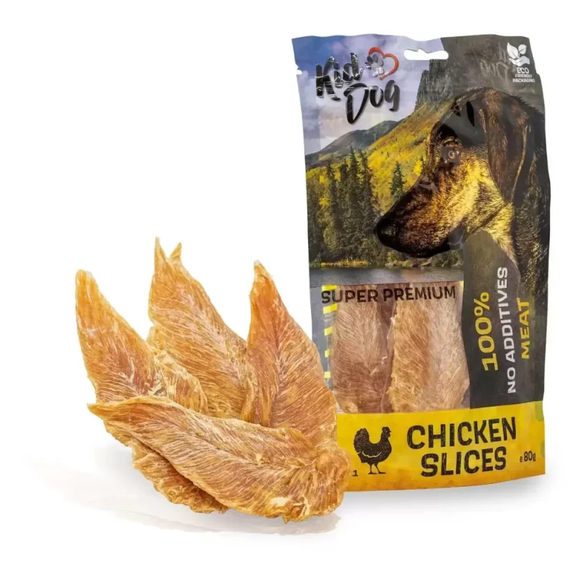 KIDDOG SUPER PREMIUM 100 %  kuřecí prsa, sušené filety 80 g