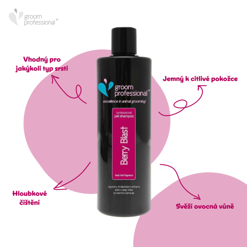 Groom Professional Berry Blast Shampoo - čisticí šampon s extraktem z ostružin a malin - Objem: 4l