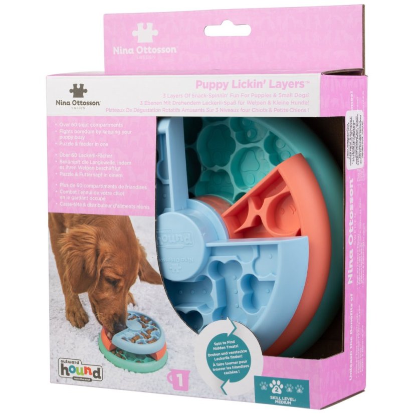 Nina Ottosson Puppy Lickin' Layers Level 2 - výuková hra a miska na zpomalování krmení pro štěňata a malé psy, úroveň 2