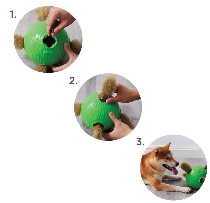 Nina Ottosson Dog Snuffle N' Treat Ball Level 2 - čichový míček pro psy, se 6 veverkami, úroveň 2, zelený